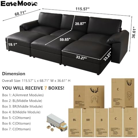 EASE MOOSE Modular Sectional Sofa Bed, Sectional Couch Sleeper - Image 2