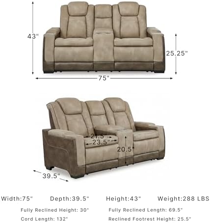Signature Design by Ashley Power Reclining Loveseat - Image 3