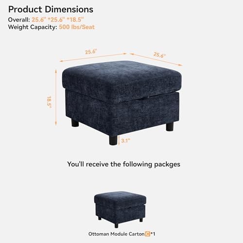 WUTUTUEE 25'' Square Storage Ottoman Module - Image 2
