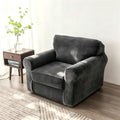 Luxury Velvet Sofa Covers for 1 Cushion Couch, Dark Grey by HOMECOVER