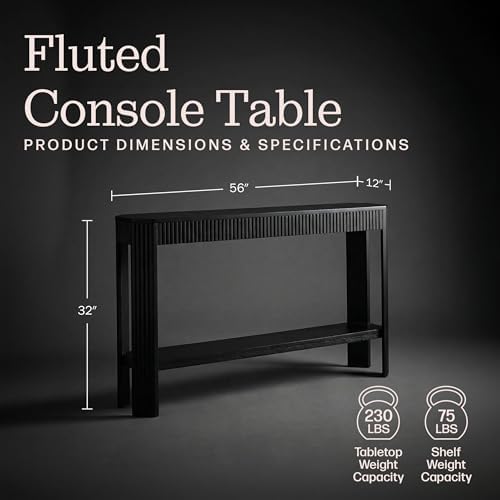Alaterre Furniture Fluted Solid Wood Console Table, 56”x12”x32” - Image 2