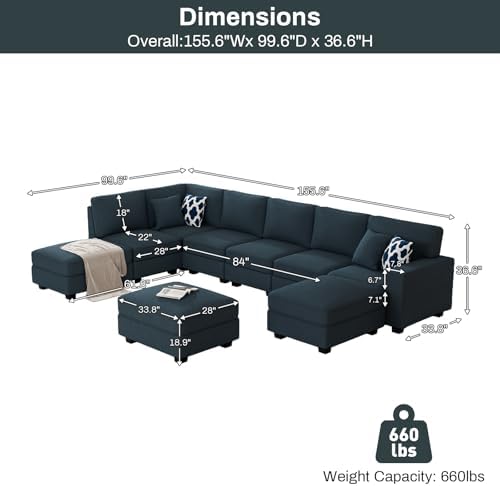 Legend Vansen Oversized Modular Sectional Sofa, U/L‑Shaped Reversible Couch - Image 3