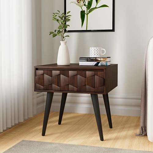 Bme Georgina Solid Wood Mid-Century Modern Side Table by Bme