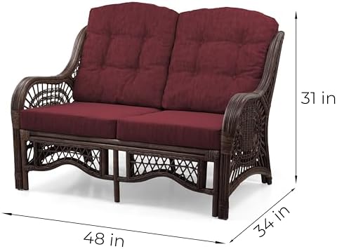 Malibu Lounge Loveseat Sofa Natural Rattan Wicker Handmade Design - Image 2