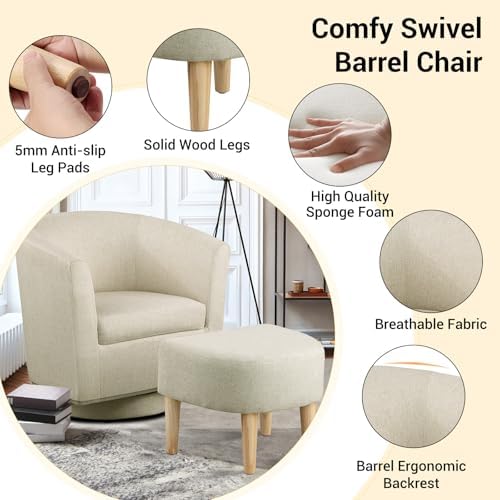 DAZONE Beige Swivel Accent Chair - Image 4