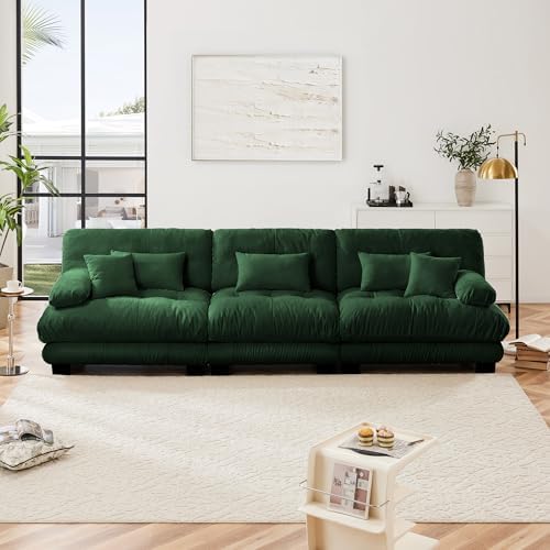 Modular Sectional Sofa for Living Room, 3 Seater Green Large Sectional Couches by Wunlerlant