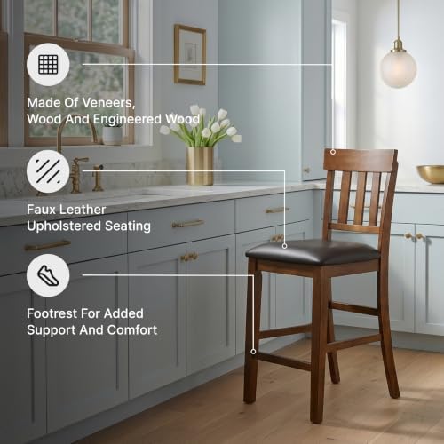 Signature Design by Ashley Counter Height Bar Stool, Slat Back - Image 4