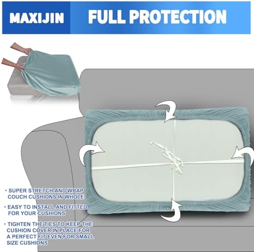 MAXIJIN Velvet Stretch Couch Cushion Covers Soft Sofa Cushion Cover Replacement - Image 5