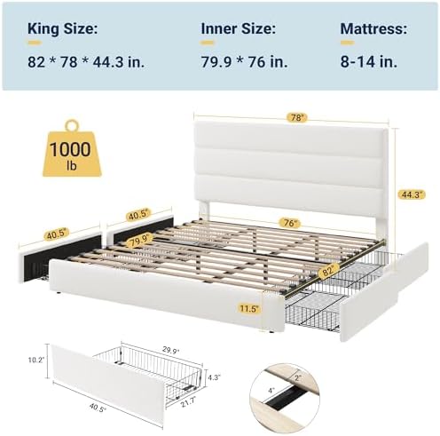 Allewie Modern King Size Platform Bed Frame - Image 2