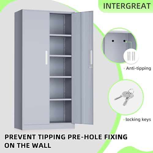 INTERGREAT Metal Storage Cabinet, Tall Metal Cabinet - Image 4