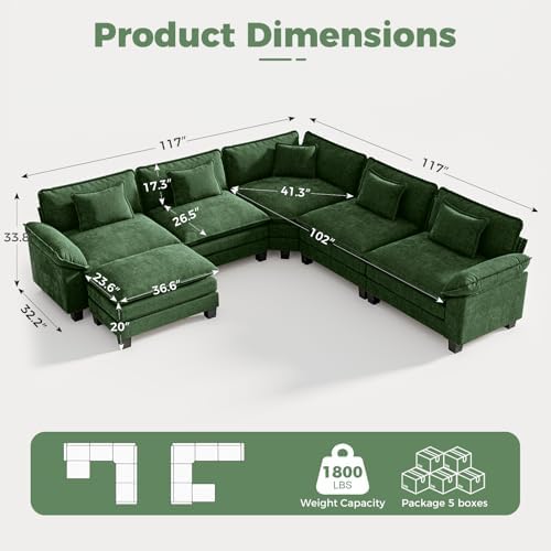CDCASA 117" Oversized Modular Sectional Sofa - Image 2
