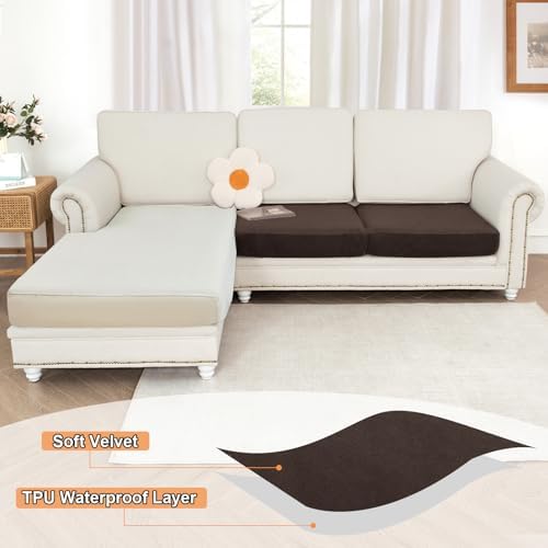NAISI Waterproof Couch Cushion Covers Thick Velvet Fabric Washable Sofa - Image 2