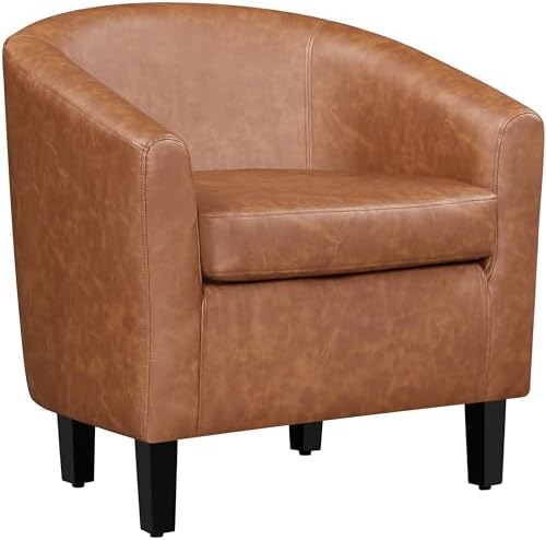 Yaheetech Accent Chairs, Faux Leather Barrel Armchairs by Yaheetech