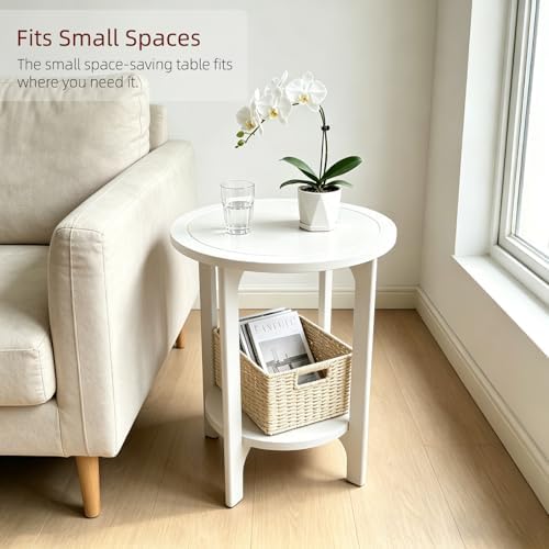 White Solid Wood Round Side Table - Image 3