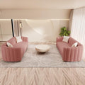 2-Piece Pink Velvet Tufted Sofa Set by yunqishiHOME