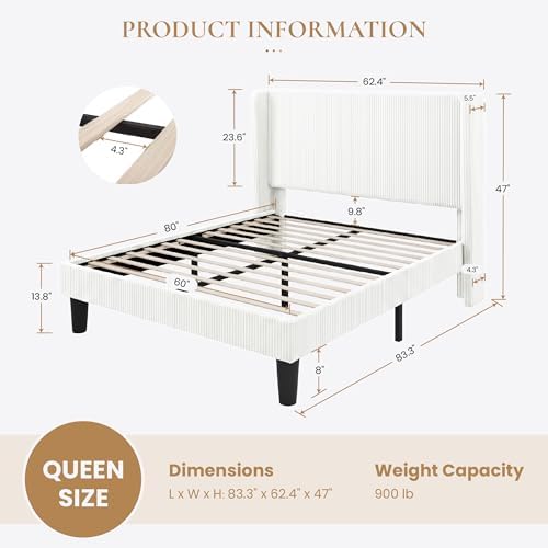 SHA CERLIN Queen Corduroy Platform Bed - Image 2
