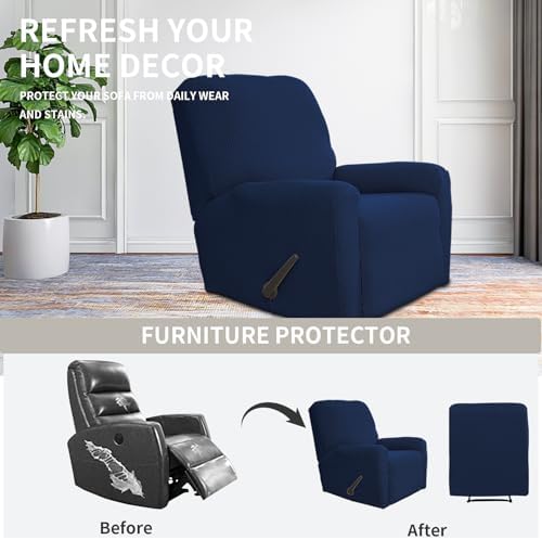 Easy-Going Stretch Recliner Chair Sofa Slipcover Washable Navy - Image 3