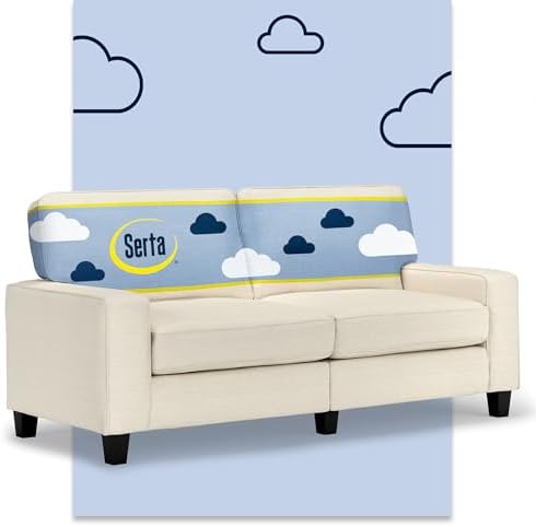 Serta Palisades 73" Track Arm Sofa, Easy Care Polyester, Soft Pillow Back by Serta