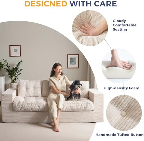 MAXYOYO Loveseat Sofa Couch, Upholstered Bean Bag Chair Cloud Seat - Image 5
