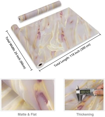 CRE8TIVE Wide 24"x118" Gold Pink Marble Contact Paper Peel and Stick Matte - Image 2