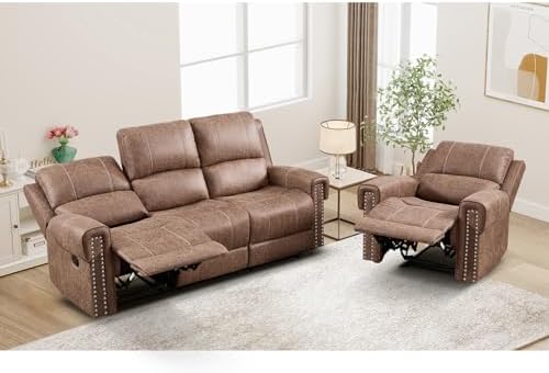 CANMOV 2 Piece Faux Leather Manual Recliner Sofa Set - Image 7