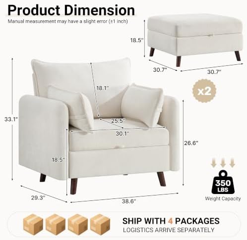 Set of 4 Oversized Accent Chair - Image 2