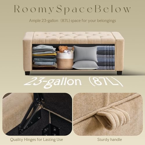 GRAINELL 42.13” Storage Ottoman Bench, Upholstered Tufted Bedroom Bench - Image 6