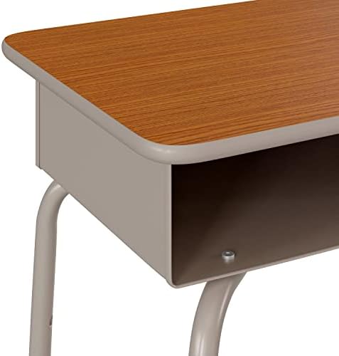 Flash Furniture Metal Student Desk, Walnut/Silver - Image 6