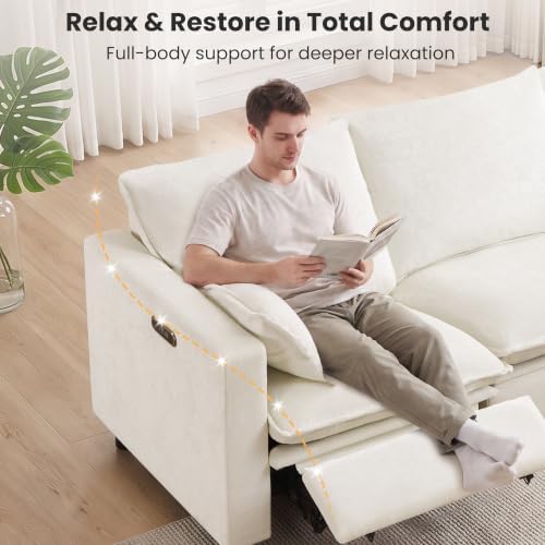 GUEAPY Power Reclining Sofa Loveseat Cloud Couch-Oversized Cream Reclining - Image 5