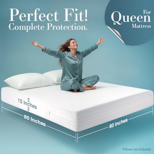 Utopia Bedding Queen Mattress Protector Zippered 2 Pack, 100% Waterproof - Image 2