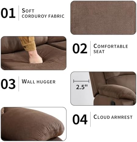 Recliner Sofa for 3 Seats, Manual Reclining Couch Set, Living Room Furniture - Image 6