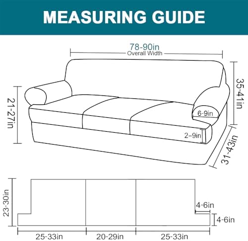 Turquoize T Cushion Sofa Slipcover 4 Piece Sofa Covers - Image 2