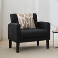 Black Leather Accent Chair, Tufted Reading Armchair by TYBOATLE