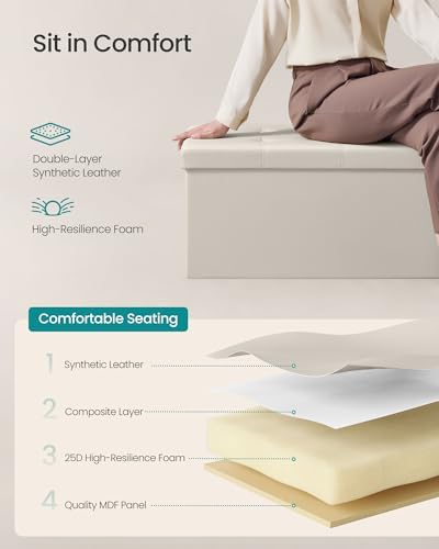 SONGMICS Storage Ottoman Bench, 43.3 Inches Folding Foot Rest Stool - Image 5