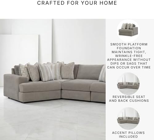 Signature Design by Ashley 4-Piece Modular Sectional Sofa, Ash Gray - Image 4