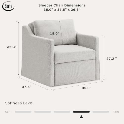 Serta Hawthorne 35" Slipcovered Convertible Accent Chair, Cot Size, Dreamcoil - Image 2