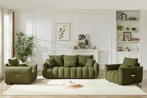 Antetek Set of 3 Teddy Fabric Sofa by Antetek