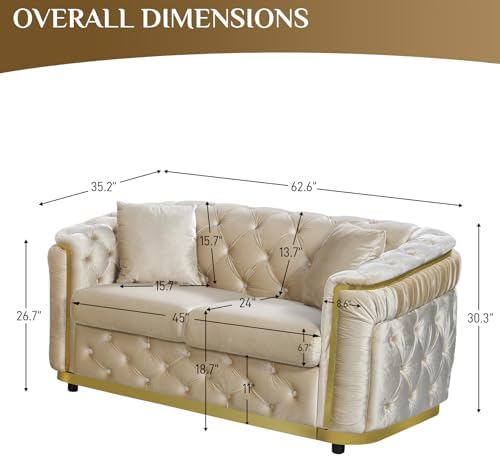 62.5" Velvet Chesterfield Sofa - Image 2