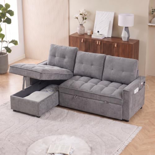 71" L Shaped Queen Pull Out Sofa Bed - Image 2