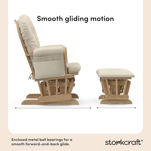 Storkcraft Premium Hoop Glider & Ottoman, Natural/Beige - Image 5