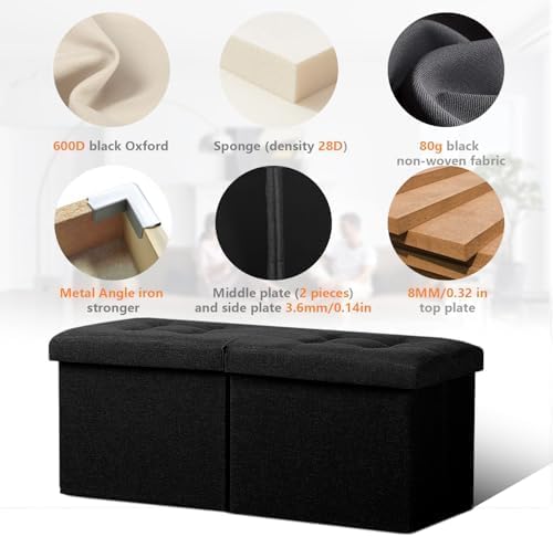 AmasSmile Footrest Ottoman Storage Bench - Image 3