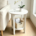 White Solid Wood Round Side Table by NOVOYOWFURNITURE