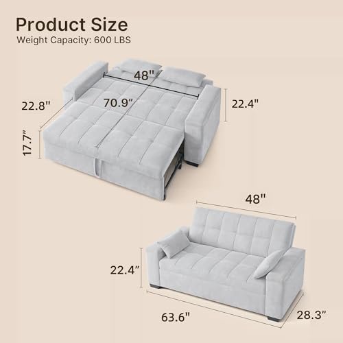 Gizoon Convertible Sofa Bed, 3 in 1 Velvet Sleeper Sofa - Image 2