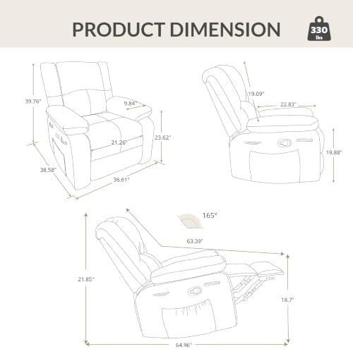 Rocker Recliner Chair, Overstuffed Manual Rocking Velvet Armchair - Image 2