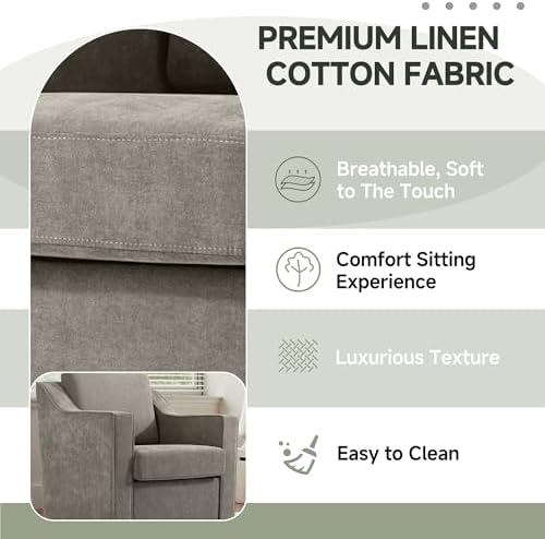 Swivel Accent Chair, Chenille Upholstered Armchair - Image 6