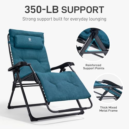 EVER ADVANCED Aluminum Zero Gravity Chair, 2.4" Padded, 350 lb Capacity - Image 6