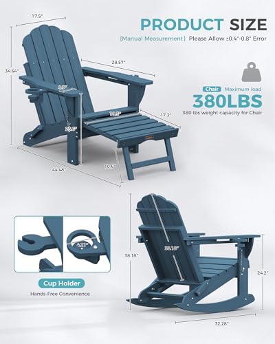 Ciokea Folding Rocking Adirondack Chairs Set of 2 - Image 3