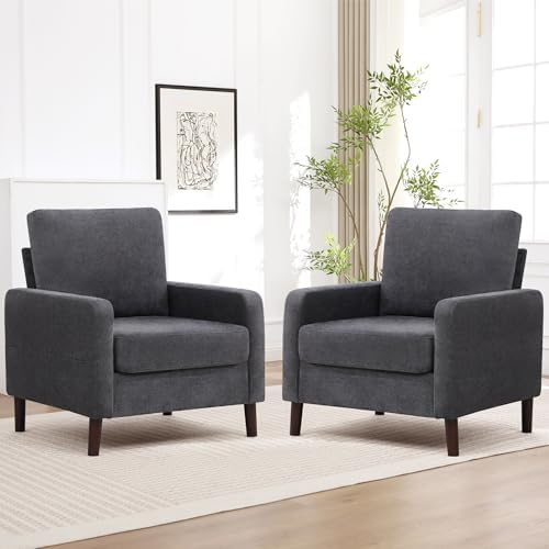 Accent Chair Set of 2, Upholstered Living Room Chairs by YUUIJOAA