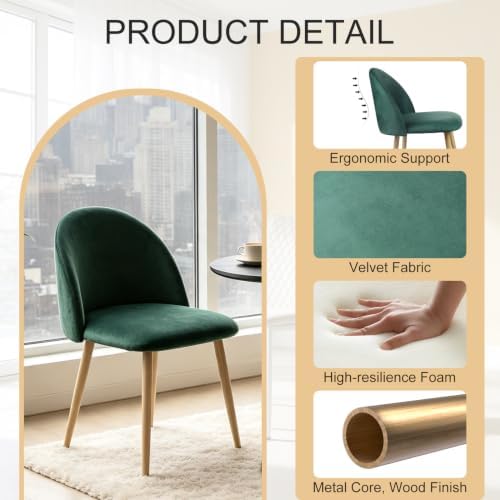 Lightdot Modern Velvet Dining Chairs Set of 2, Upholstered Accent Chairs - Image 3