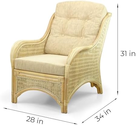 Jam Lounge Living Accent Armchair Natural Color, Natural Rattan Wicker Handmade - Image 2